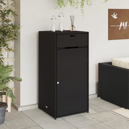 Garden Storage Cabinet Black 55x55x111 cm Poly Rattan