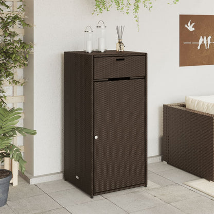 Garden Storage Cabinet Brown 55x55x111 cm Poly Rattan