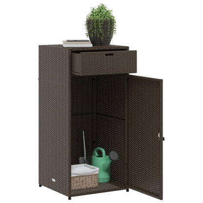 Garden Storage Cabinet Brown 55x55x111 cm Poly Rattan