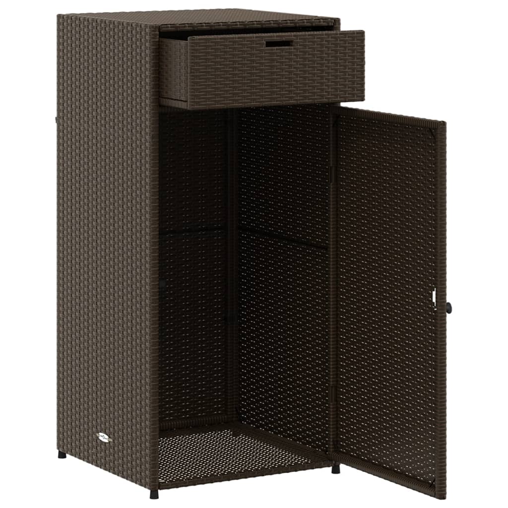 Garden Storage Cabinet Brown 55x55x111 cm Poly Rattan