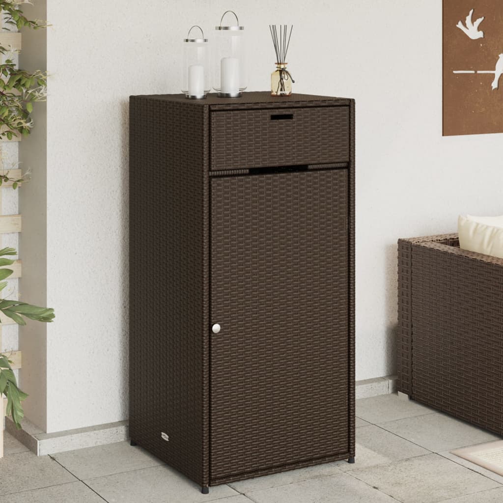 Garden Storage Cabinet Brown 55x55x111 cm Poly Rattan