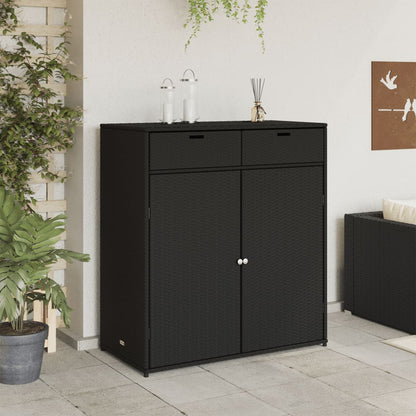 Garden Storage Cabinet Black 105x55x113 cm Poly Rattan