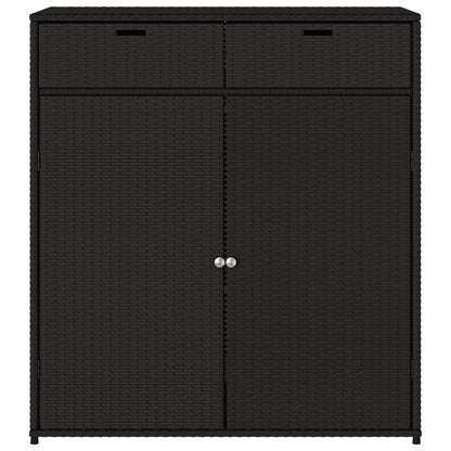 Garden Storage Cabinet Black 105x55x113 cm Poly Rattan