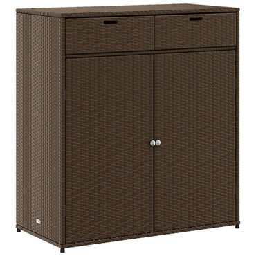 Garden Storage Cabinet Brown 105x55x113 cm Poly Rattan