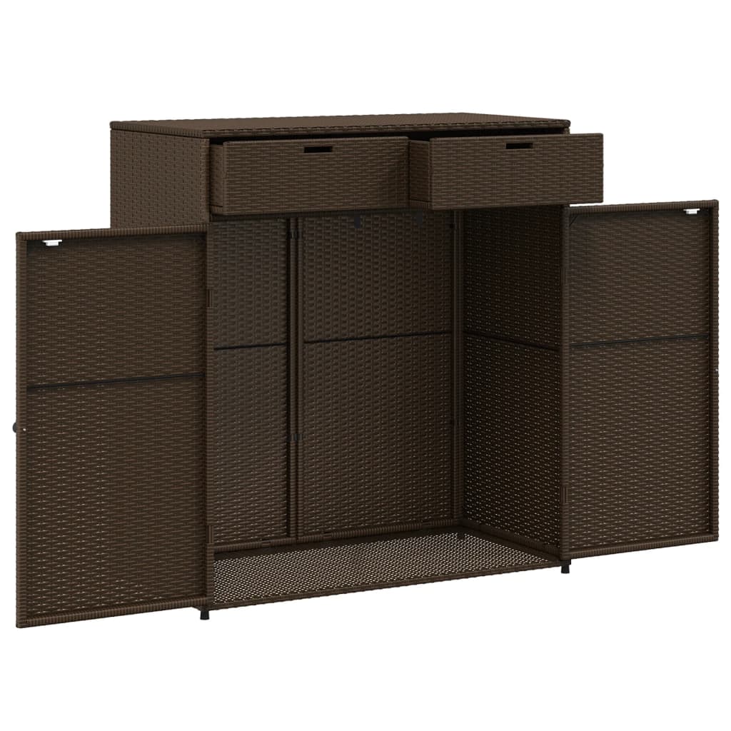 Garden Storage Cabinet Brown 105x55x113 cm Poly Rattan