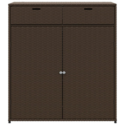 Garden Storage Cabinet Brown 105x55x113 cm Poly Rattan