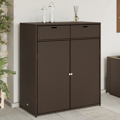 Garden Storage Cabinet Brown 105x55x113 cm Poly Rattan