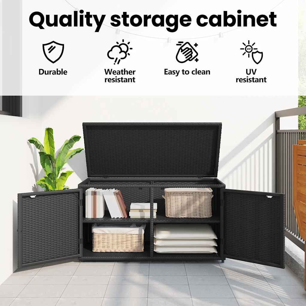Garden Storage Cabinet Black 110x55x60,5 cm Poly Rattan