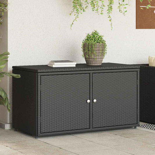 Garden Storage Cabinet Black 110x55x60,5 cm Poly Rattan