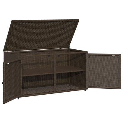 Garden Storage Cabinet Brown 110x55x60.5 cm Poly Rattan