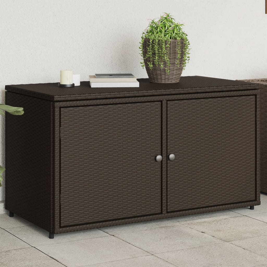 Garden Storage Cabinet Brown 110x55x60.5 cm Poly Rattan