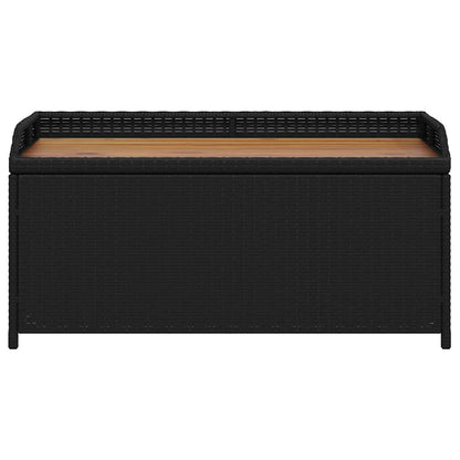 Storage Bench Black 100x50x52 cm Poly Rattan and Acacia Wood
