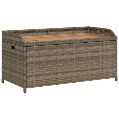 Storage Bench Gray 39.4"x19.7"x20.5" Poly Rattan and Acacia Wood