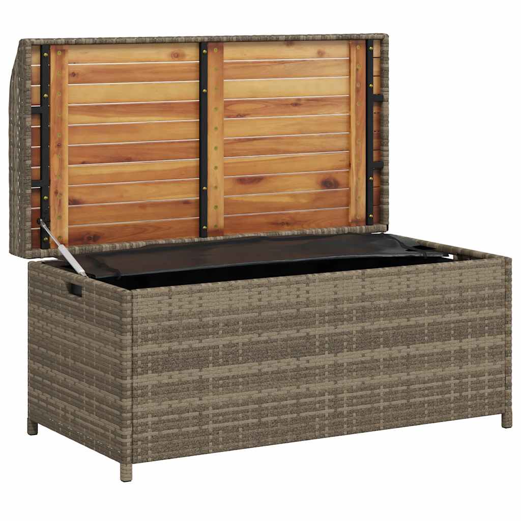Storage Bench Gray 39.4"x19.7"x20.5" Poly Rattan and Acacia Wood