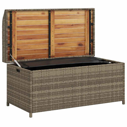 Storage Bench Gray 39.4"x19.7"x20.5" Poly Rattan and Acacia Wood