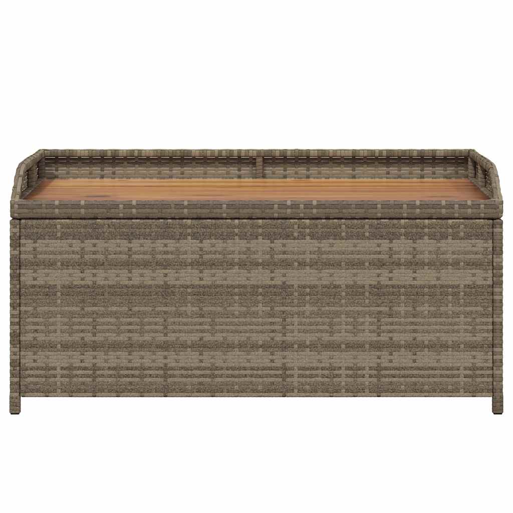 Storage Bench Gray 39.4"x19.7"x20.5" Poly Rattan and Acacia Wood