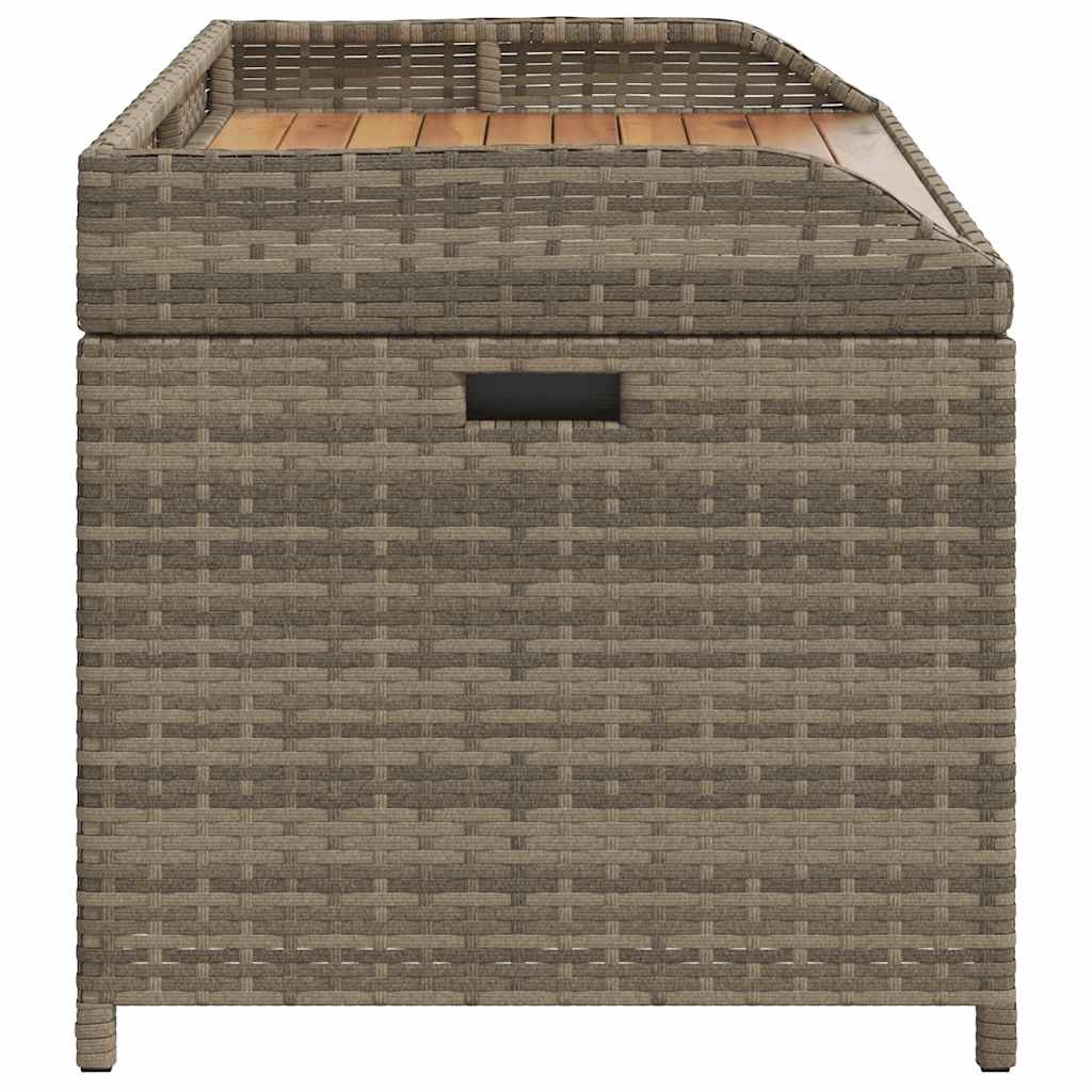 Storage Bench Gray 39.4"x19.7"x20.5" Poly Rattan and Acacia Wood