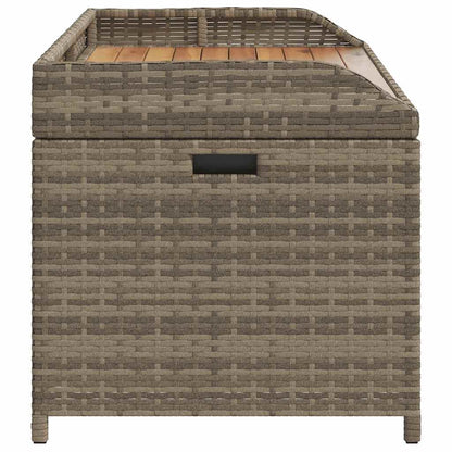 Storage Bench Gray 39.4"x19.7"x20.5" Poly Rattan and Acacia Wood