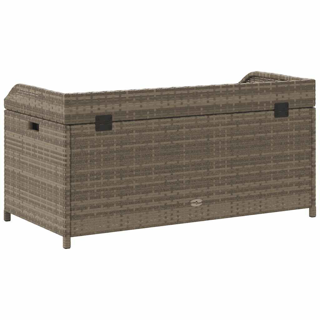 Storage Bench Gray 39.4"x19.7"x20.5" Poly Rattan and Acacia Wood