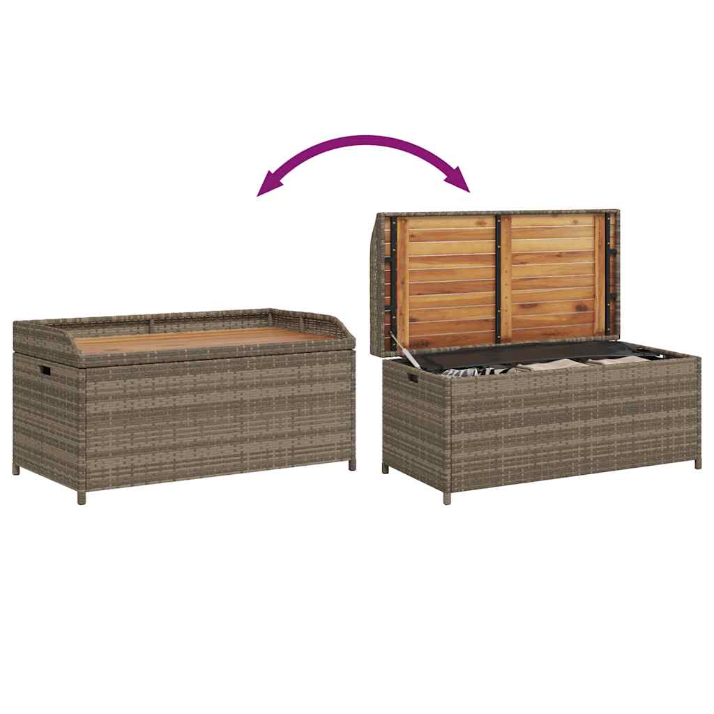 Storage Bench Gray 39.4"x19.7"x20.5" Poly Rattan and Acacia Wood