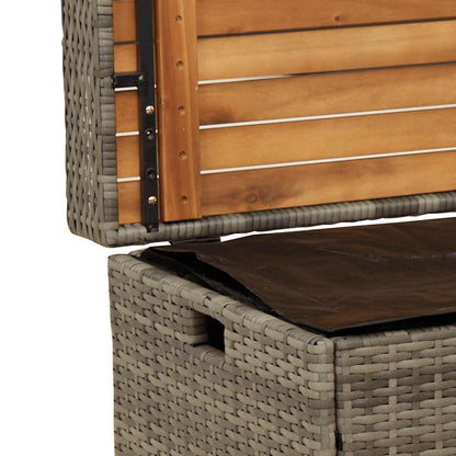 Storage Bench Gray 39.4"x19.7"x20.5" Poly Rattan and Acacia Wood