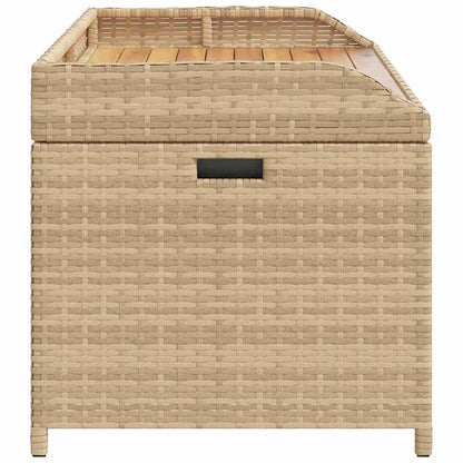 Storage Bench Mix Beige 100x50x52 cm Poly Rattan and Acacia Wood