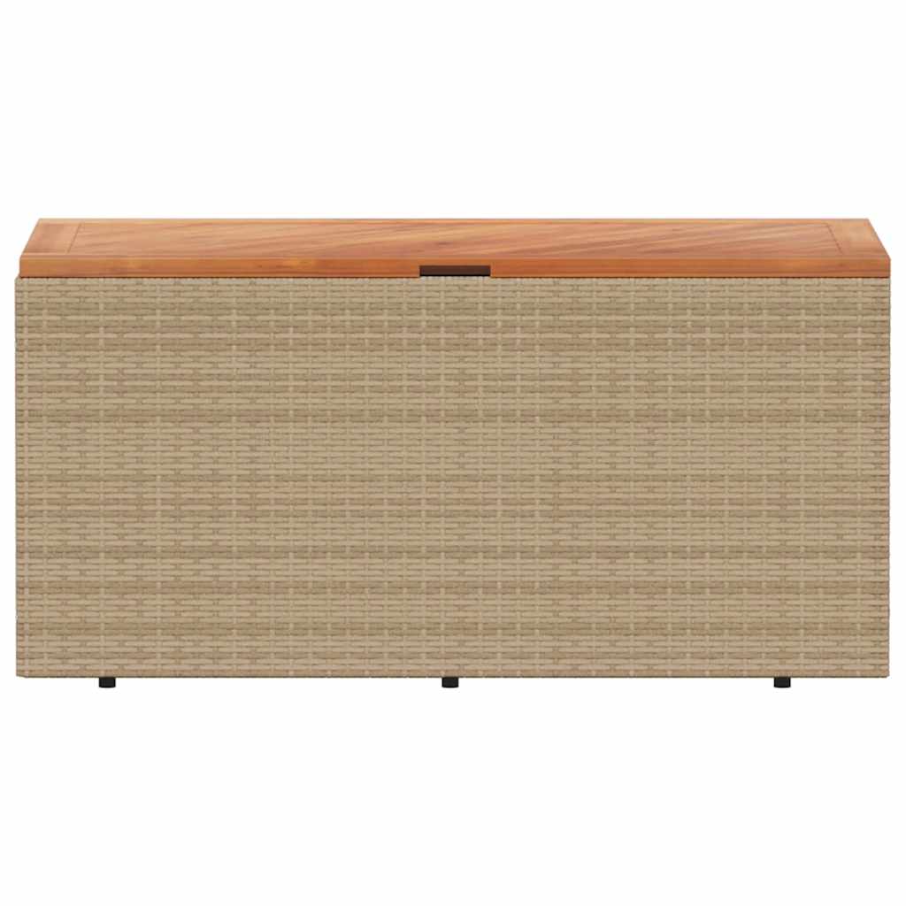 Garden Storage Box Beige 110x50x54 cm Poly Rattan Acacia Wood