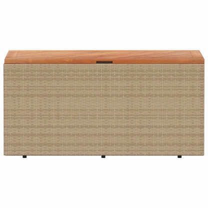 Garden Storage Box Beige 110x50x54 cm Poly Rattan Acacia Wood