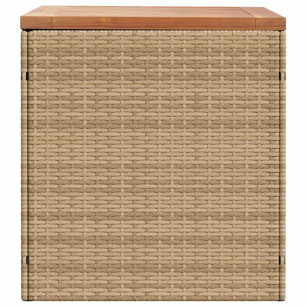 Garden Storage Box Beige 110x50x54 cm Poly Rattan Acacia Wood