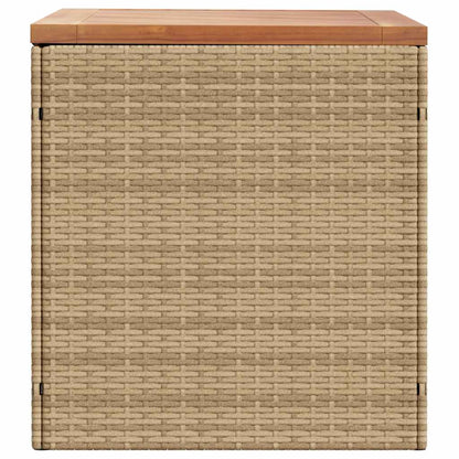 Garden Storage Box Beige 110x50x54 cm Poly Rattan Acacia Wood
