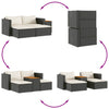 5 Piece Garden Sofa Set with Cushions Black Poly Rattan Acacia