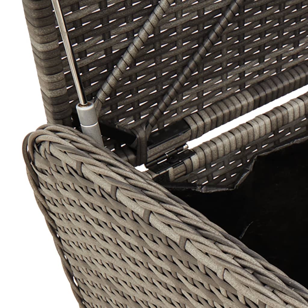 Storage Bench with Cushion Gray 45.3"x20.1"x20.5" Poly Rattan