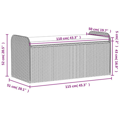 Storage Bench with Cushion Gray 45.3"x20.1"x20.5" Poly Rattan