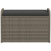 Storage Bench with Cushion Grey 80x51x52 cm Poly Rattan