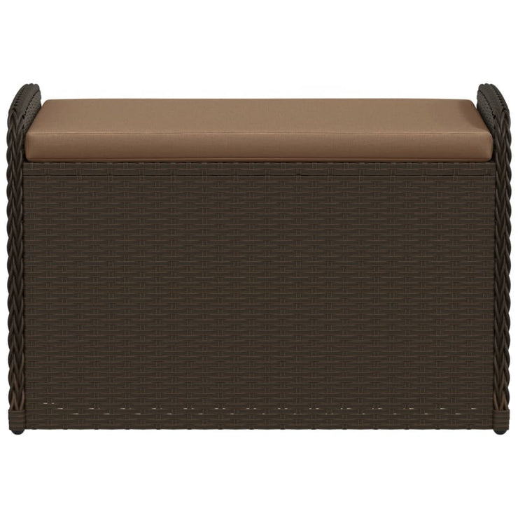Storage Bench with Cushion Brown 80x51x52 cm Poly Rattan