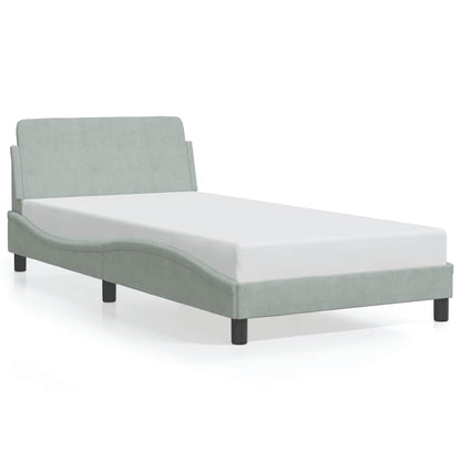 Bed Frame "Dover" Light Grey 100x190 cm Velvet