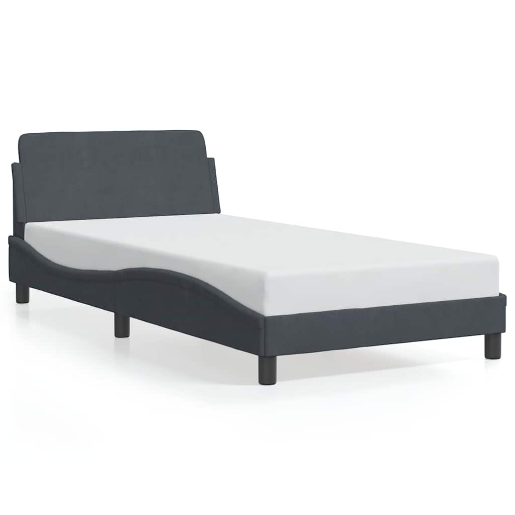 Bed Frame "Dover" Dark Gray 39.4"x74.8" Velvet
