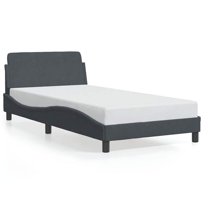 Bed Frame "Dover" Dark Gray 39.4"x74.8" Velvet