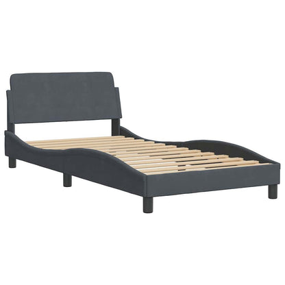Bed Frame "Dover" Dark Gray 39.4"x74.8" Velvet