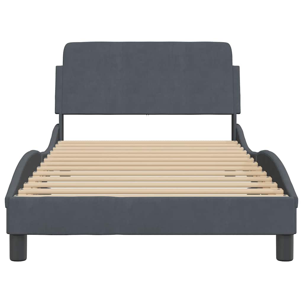 Bed Frame "Dover" Dark Gray 39.4"x74.8" Velvet
