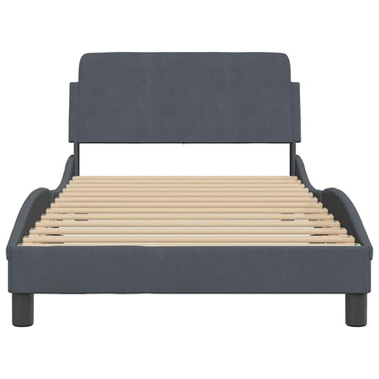 Bed Frame "Dover" Dark Gray 39.4"x74.8" Velvet