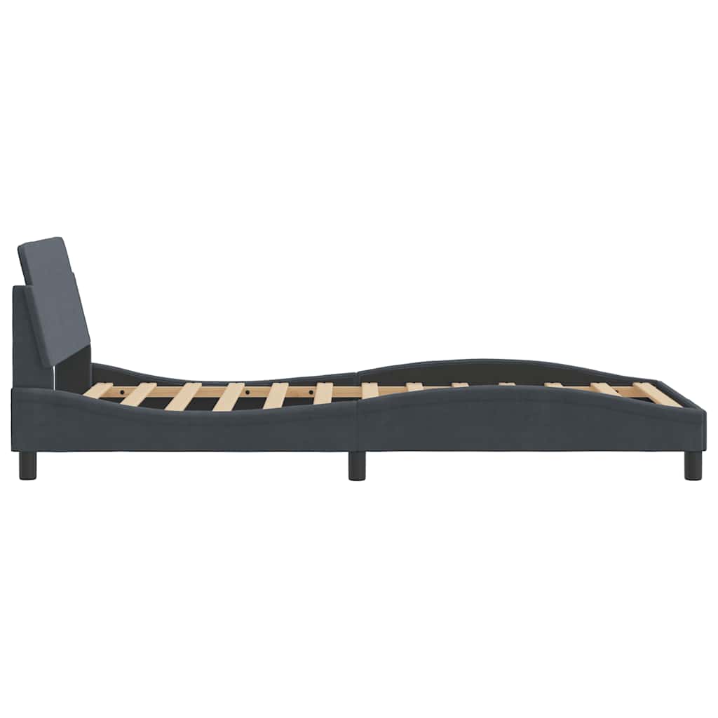 Bed Frame "Dover" Dark Gray 39.4"x74.8" Velvet