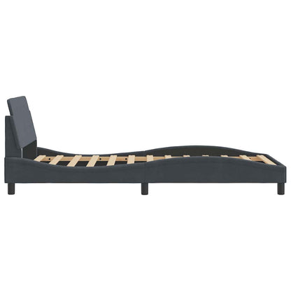 Bed Frame "Dover" Dark Gray 39.4"x74.8" Velvet