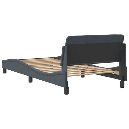 Bed Frame "Dover" Dark Gray 39.4"x74.8" Velvet