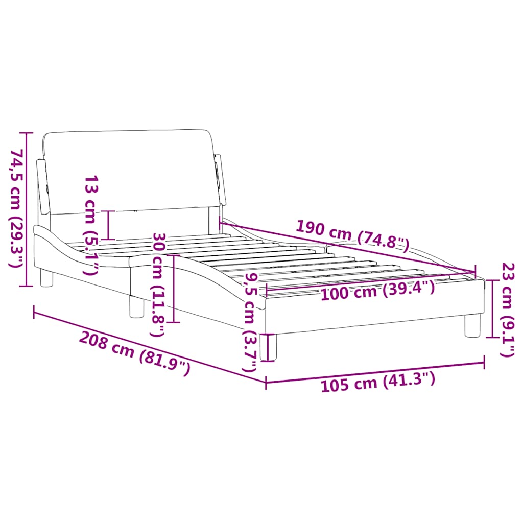 Bed Frame "Dover" Dark Gray 39.4"x74.8" Velvet
