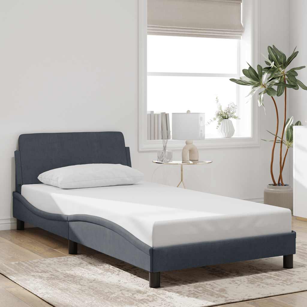 Bed Frame "Dover" Dark Gray 39.4"x74.8" Velvet