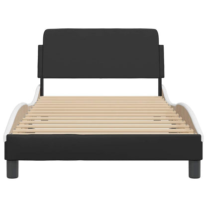 Bed Frame "Dover" Black and White 39.4"x79.9" Faux Leather