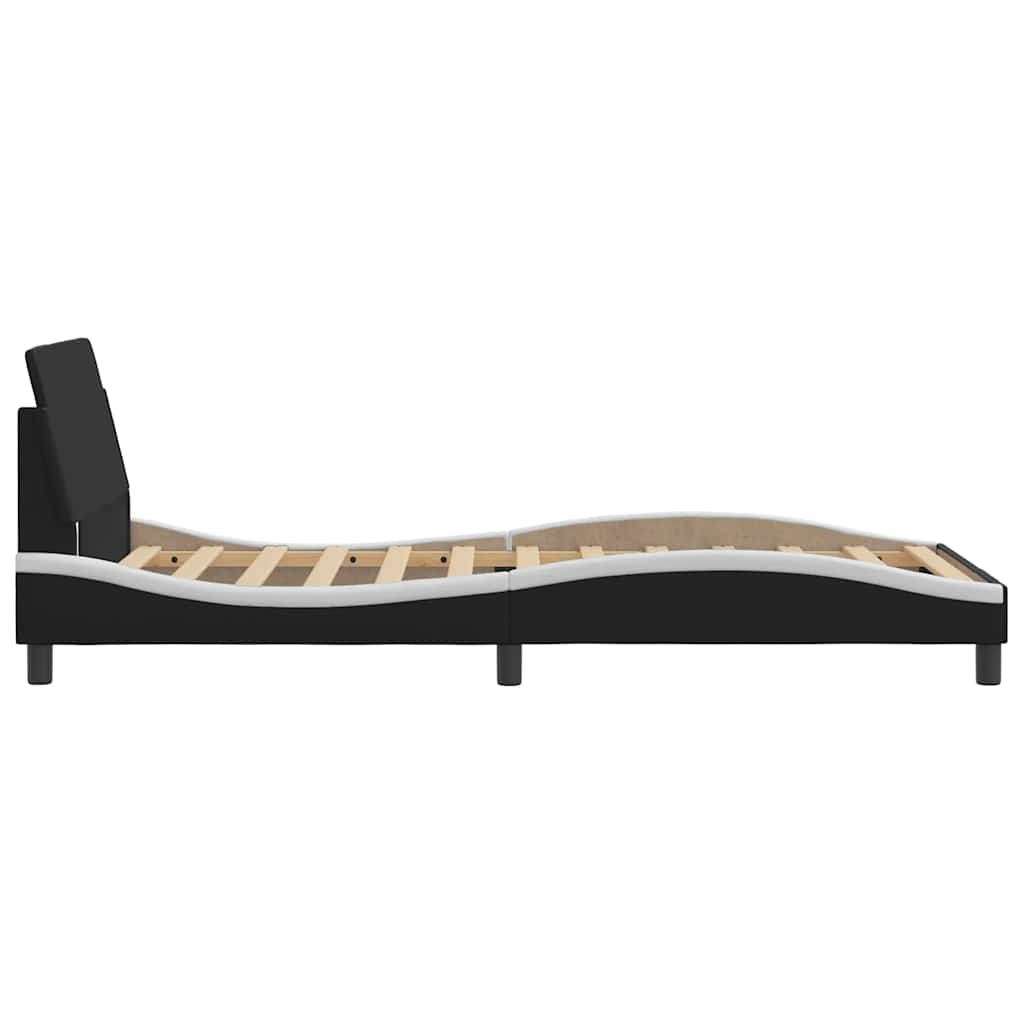 Bed Frame "Dover" Black and White 39.4"x79.9" Faux Leather