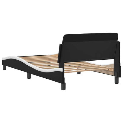 Bed Frame "Dover" Black and White 39.4"x79.9" Faux Leather