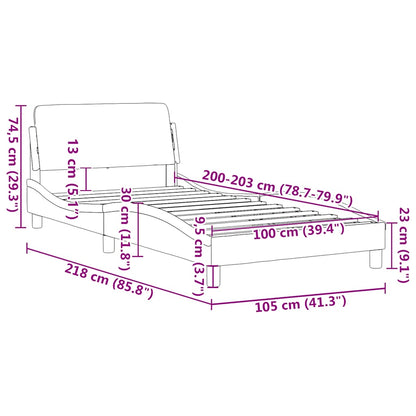 Bed Frame "Dover" Black and White 39.4"x79.9" Faux Leather